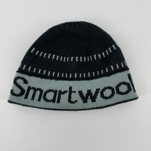 SmartWool Hat Beanie Mens One Size Black Wool Knit Geometric Logo Winter
